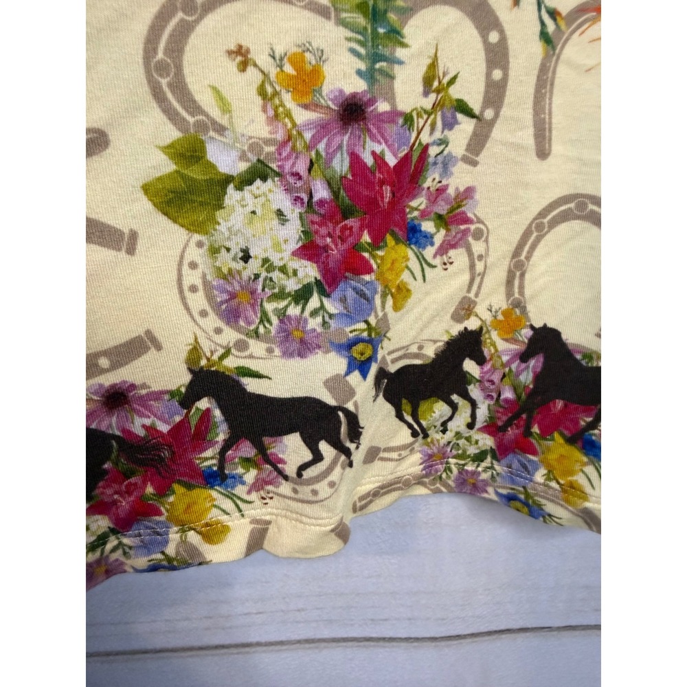 Johnny Was Floral Tropical V-Neck Tee in Pink, Yellow, Green - Picture 4 of 7